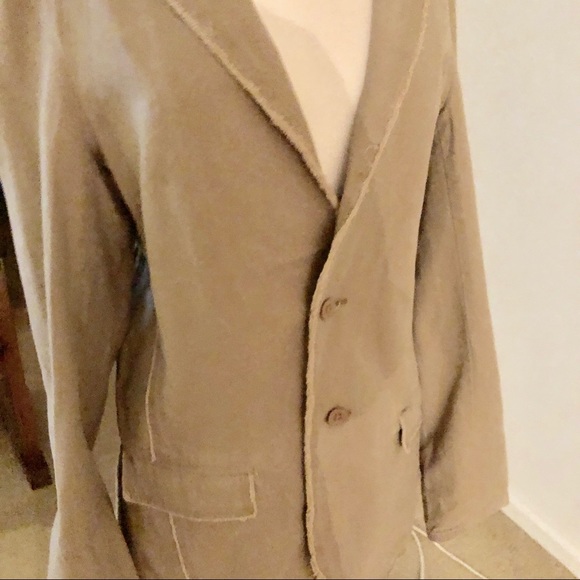 Aeropostale Women's Tan Denim Blazer Fringed M - Picture 2 of 7